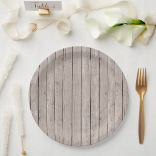 Prato De Papel Casamento Rustic Brown Wood