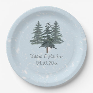 Prato De Papel Casamento Rustic Evergreen Winter Pine