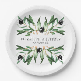 Prato De Papel Casamento Rustic Modern Geométrico Olive Brands