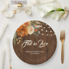 Prato De Papel Casamento Rústico de Outono Flores Chá de Noiva