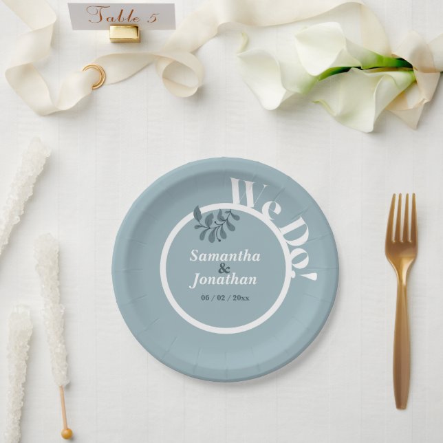 Prato De Papel Casamento simples azul (Casamento)