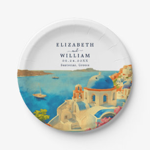 Prato De Papel Casamento Skyline da Grécia Santorini