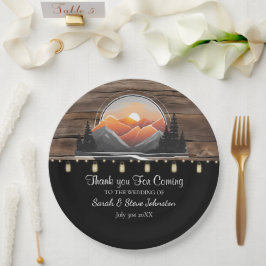 Prato De Papel Casamento Solar da Floresta Rustic Mountain Valley