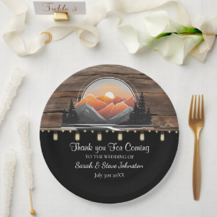 Prato De Papel Casamento Solar da Floresta Rustic Mountain Valley