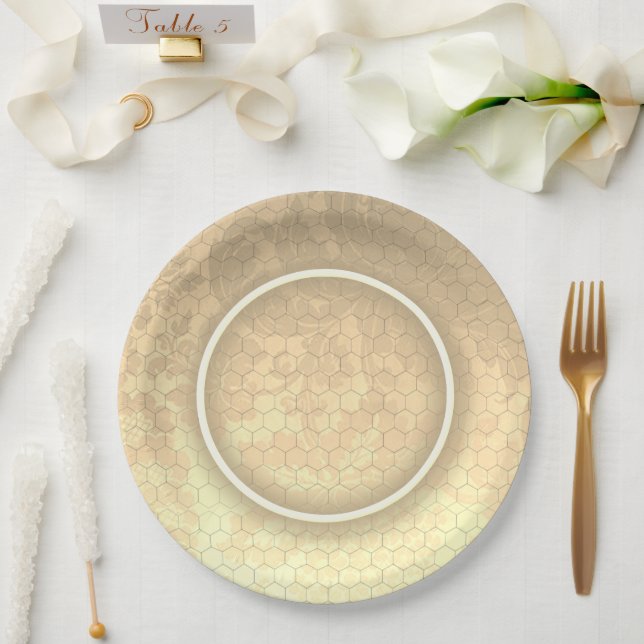 Prato De Papel Casamento tema damasco Honeycomb (Casamento)