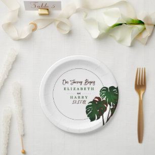Prato De Papel Casamento Tropical de Monstera Beach