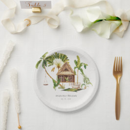 Prato De Papel Casamento Tropical de Palmeiras