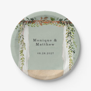 Prato De Papel Casamento Tropical Moderno Elegante de Beach Sand