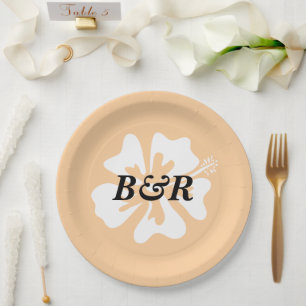 Prato De Papel Casamento tropical personalizado do logótipo da fl
