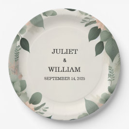 Prato De Papel Casamento Verde do Pastel Peach Mint Moss Sage