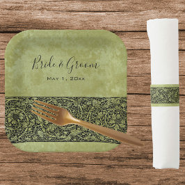 Prato De Papel Casamento Vintage, Flor de Rolo Floral Vitoriana