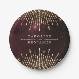Prato De Papel Casamento vintage Glamor Art Deco Burgundy