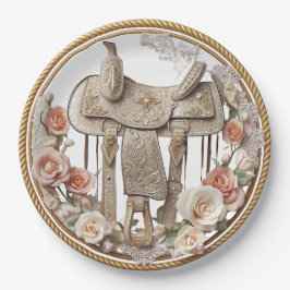 Prato de Papel Casamento Western Saddle & Sparkle