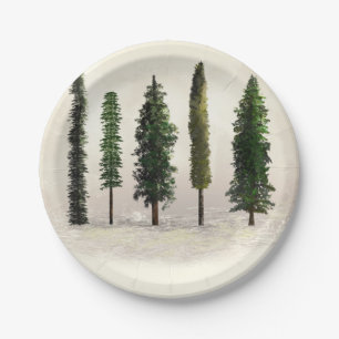 Prato De Papel Casamento Woodsy rústico verde das árvores de