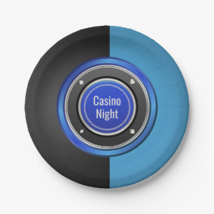 Prato De Papel Casino Night Black and Blue Poker Chip