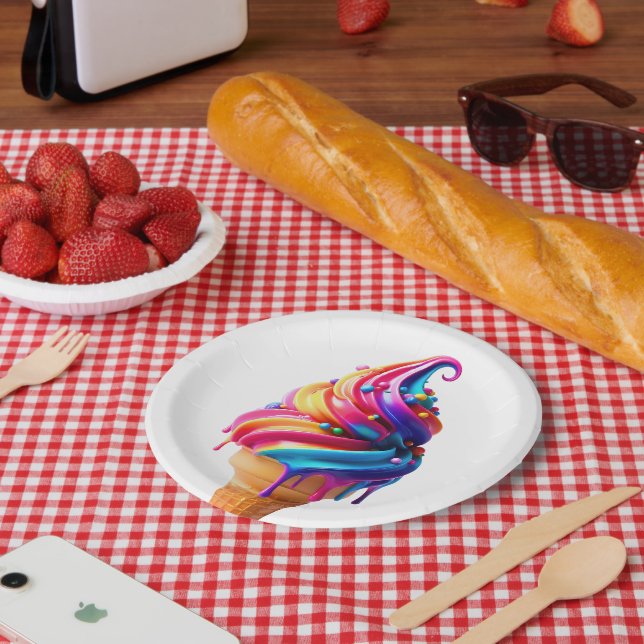 Prato De Papel Casquinha de sorvete clássico de comida vibrante d (Piquenique)