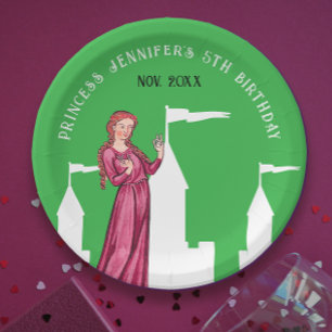 Prato De Papel Castelo de Fairytalle, Princesa Rosa-Verde, na mod