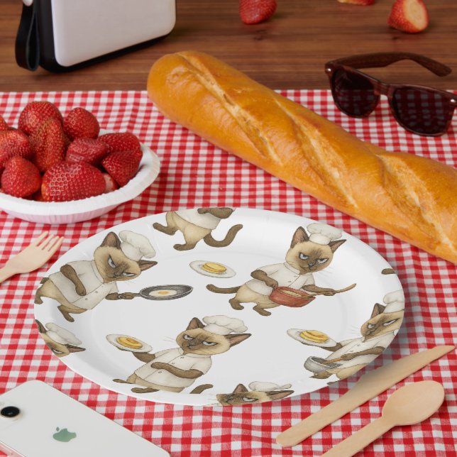 Prato De Papel Cat Chef é cozinhar café da manhã (Piquenique)
