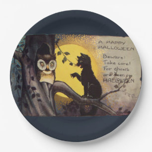 Prato De Papel Cat Warning Owl Plates