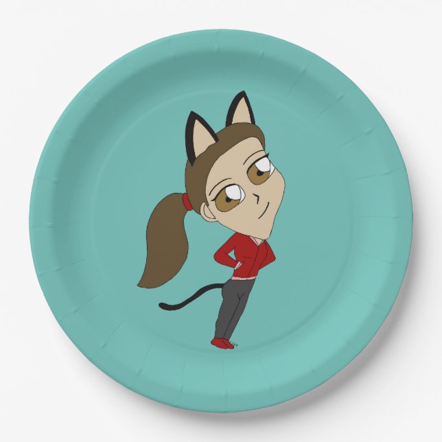 Prato De Papel catgirl chibi (Frente)