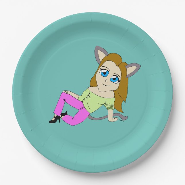 Prato De Papel catgirl chibi (Frente)