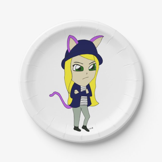 Prato De Papel catgirl chibi (Frente)
