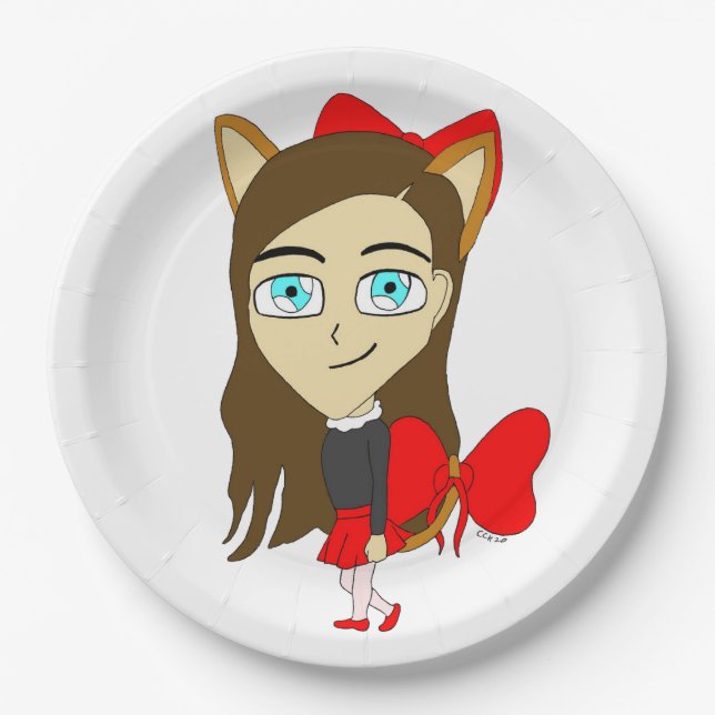 Prato De Papel catgirl chibi (Frente)