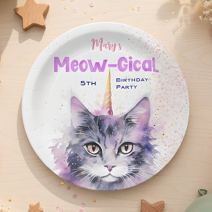 Prato De Papel Caticorn Meow-Gical Birthday