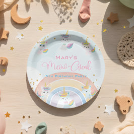 Prato De Papel Caticorn Meow-Gical Birthday