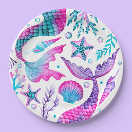 Prato De Papel Cauda de Sereias Aquáticas, Conchas Marítimas e St
