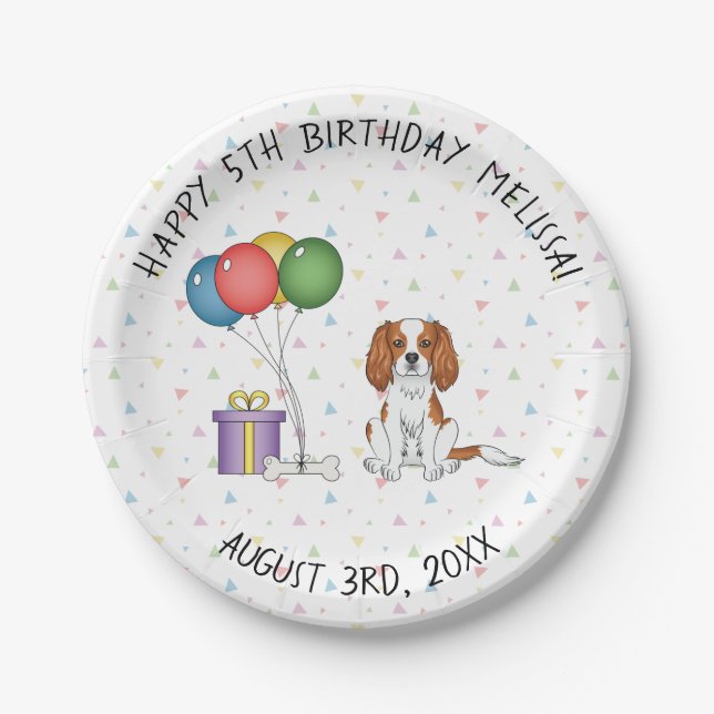 Prato De Papel Cavalier King Charles Spaniel Blenheim - Aniversár (Frente)