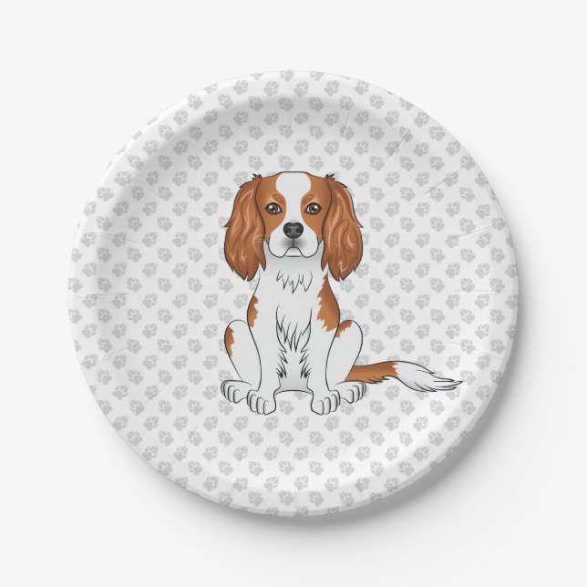 Prato De Papel Cavalier King Charles Spaniel & Patas Blenheim (Frente)
