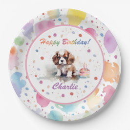 Prato De Papel Cavalier King Charles Spaniel Watercolor Plate