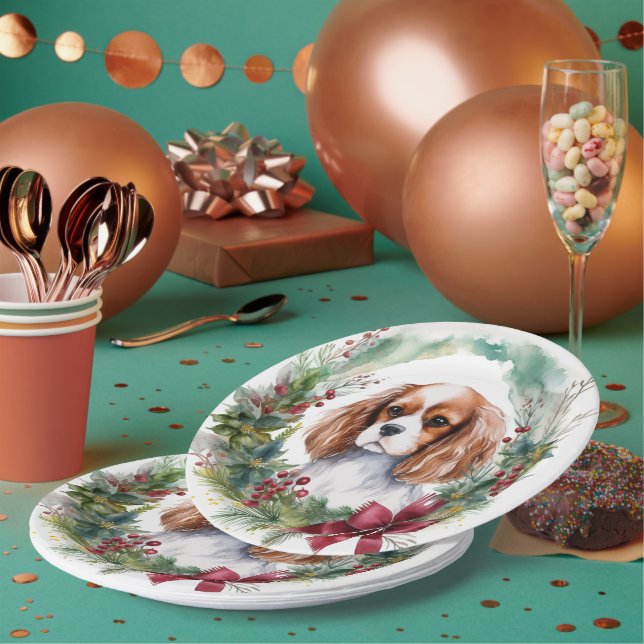 Prato De Papel Cavalier King Wreath Festivo Pup (Múltiplo)