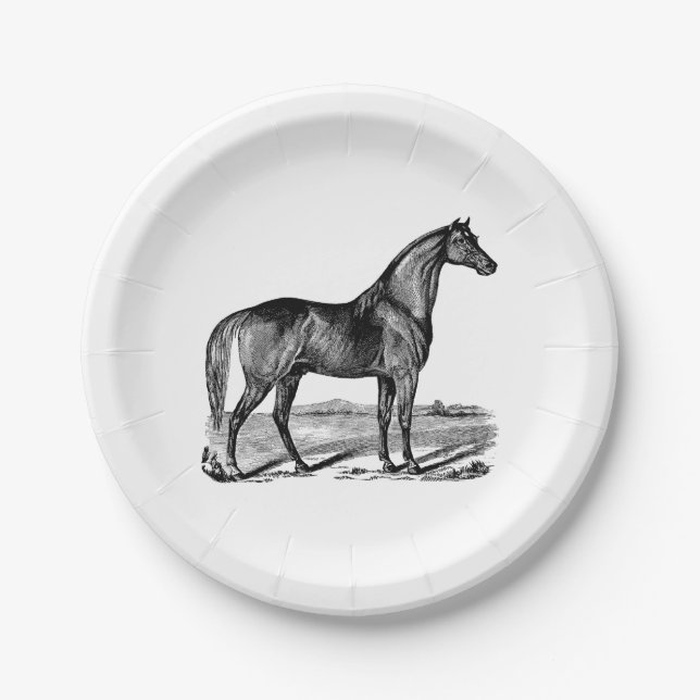Prato De Papel Cavalo Antigo em Pé (Frente)