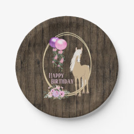 Prato De Papel Cavalo bonito e Flores no Aniversário de Barnwood
