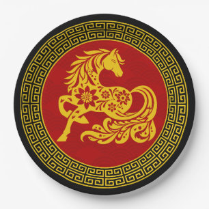 Prato De Papel Cavalo de Ano Novo Chinês Ornamental
