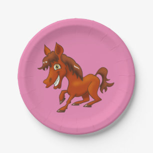 Prato De Papel Cavalo de Cartoon Divertido
