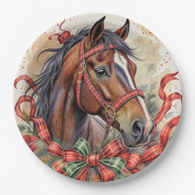 Prato De Papel Cavalo de Natal (Frente)