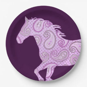 Prato De Papel Cavalo de Paisley Rosa Bonito