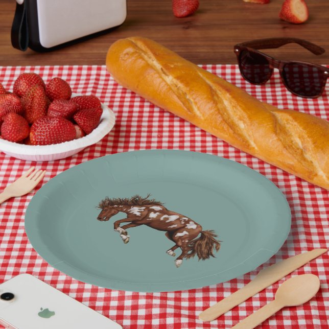 Prato De Papel Cavalo de pintura (Piquenique)