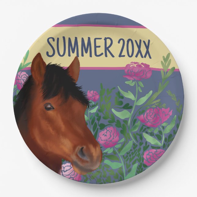 Prato De Papel Cavalo Marrom do Ventilador Equestre (Frente)