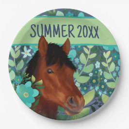 Prato De Papel Cavalo Marrom do Ventilador Equestre