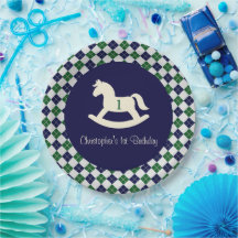 Cavalo Mecânico Preppy Argyle 1º Aniversário
