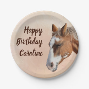 Prato De Papel Cavalo Palomino de Aniversário 