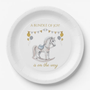 Prato De Papel Cavalo-pedras com bandeiras