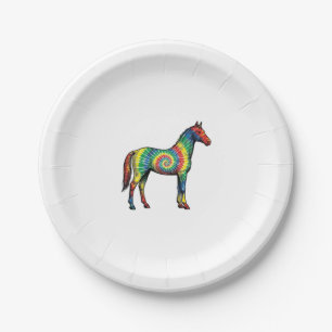 Prato De Papel Cavalo Tie Dye Ilustração Antiga Arte Vetorial