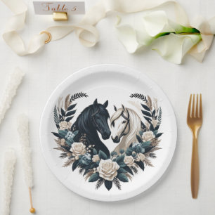 Prato De Papel Cavalos de Casamento no Amor