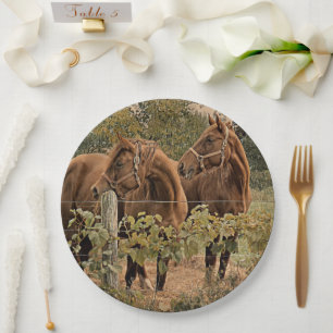 Prato De Papel Cavalos Lados a Lado - Chapas de Papel