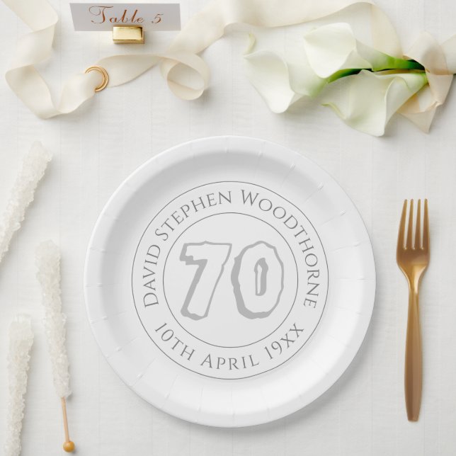Prato De Papel Celebração Comemorativa dos 70 Anos de Idade (Casamento)